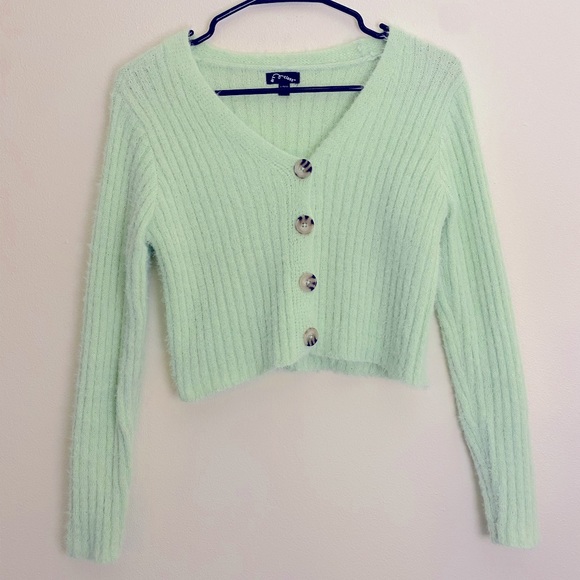 art class Other - Mint Fuzzy Cropped Button Sweater cardigan
